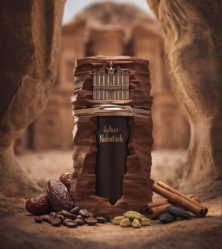 Frasco Nabatieh tallado en piedra con dátiles y canela — Attar