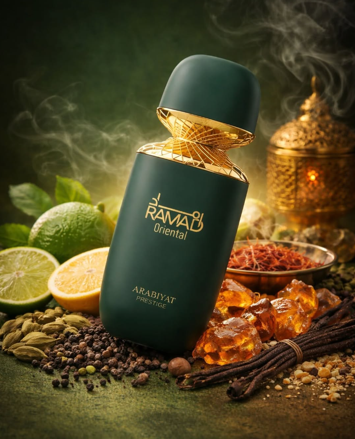 Frasco verde Ramad Oriental con especias y limón — Mukhallat